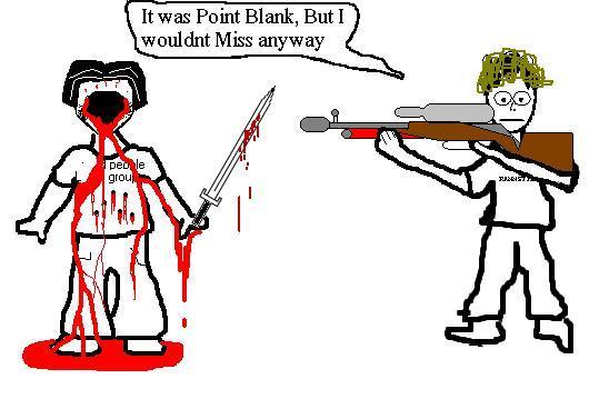 Our sharp-shooting friend Bucky shooting Kreo dead
